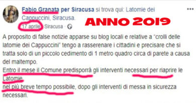 LE LATOMIE DEI CAPUCCINI, chiuse da 5 anni e le bugie di Granata che diceva che le avrebbero riaperte a brevissimo, nell’aprile 2019.